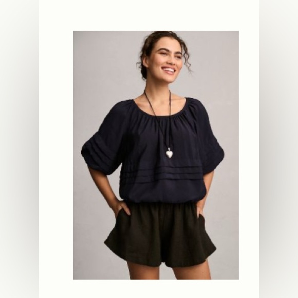 NWT Maeve Short-Sleeve Bubble Top